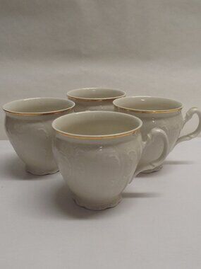 Set of Four FORMALITIES By BAUM BROS. "BERNADOTTE IVORY" White Porcelain teacups